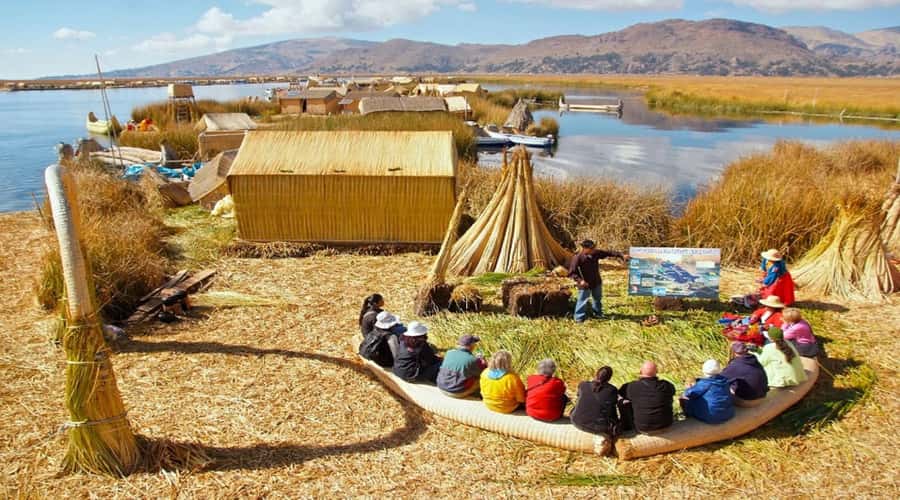 Floating Islands of the Uros - Walking on a floating island
