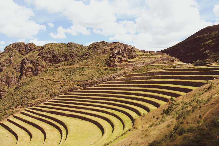 From Cusco: Sacred Valley ending in Ollantaytambo and Lunch - Looking up at the Pisac archaeological center