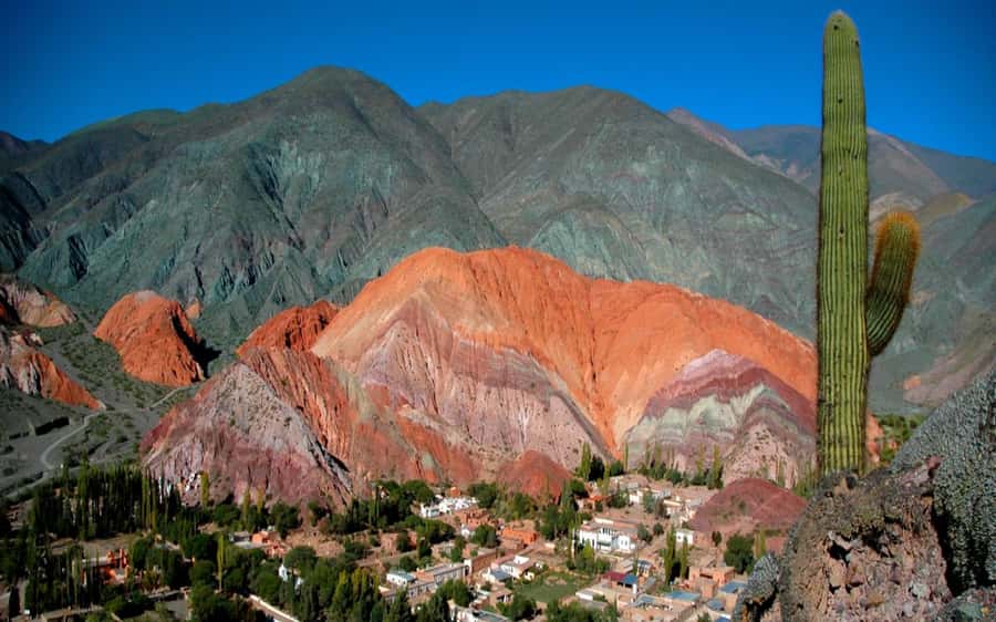 From Jujuy: Serranías de Hornocal with Quebrada de Humahuaca - The Tropic of Capricorn at Huacalera