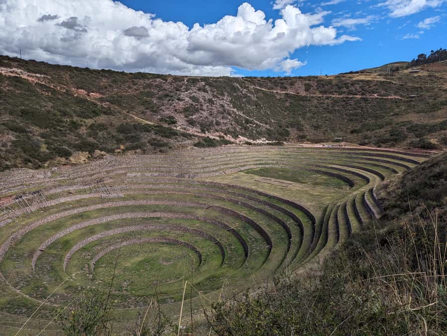 From Ollantaytambo:Moray, Salt Mines, Chinchero end in Cusco - Moray’s circular terraces and the Inca farming lesson