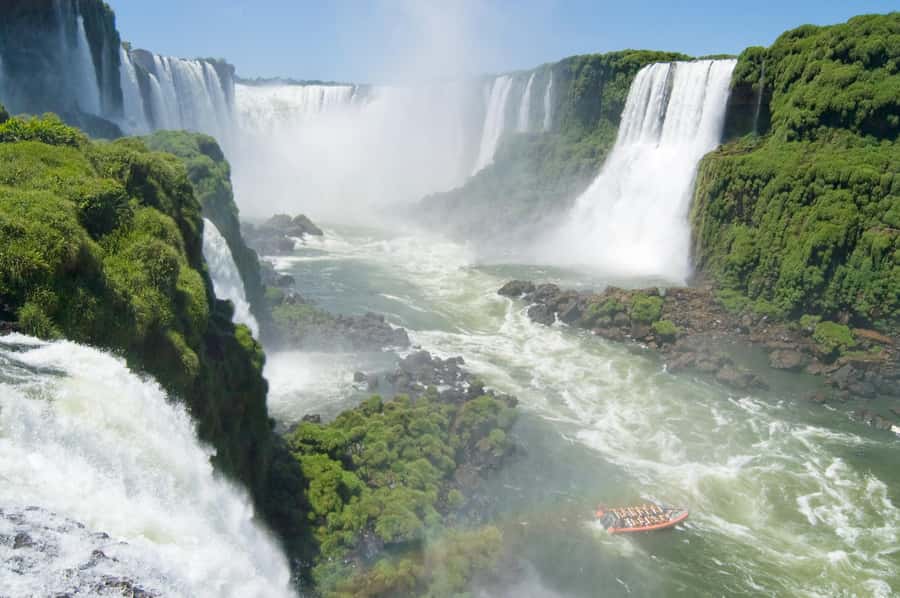 Iguazu Falls seen from the walkway on the Brazilian side