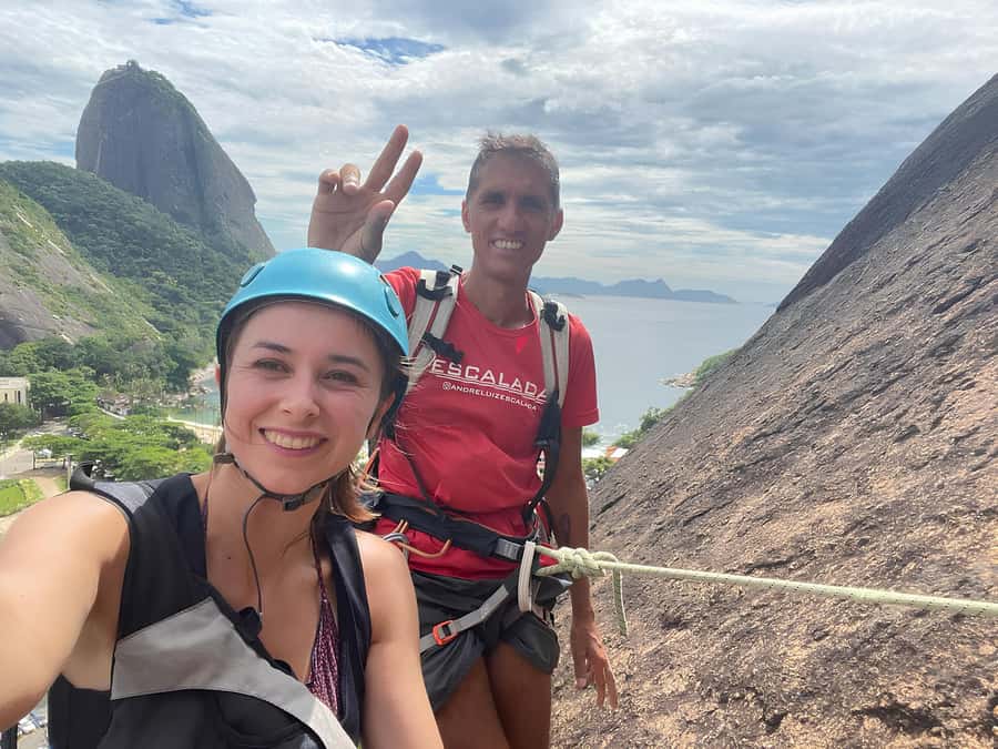 Rio De Janeiro: SUGARLOAF MOUNTAIN HIKE & CLIMB - Reaching the summit above Guanabara Bay