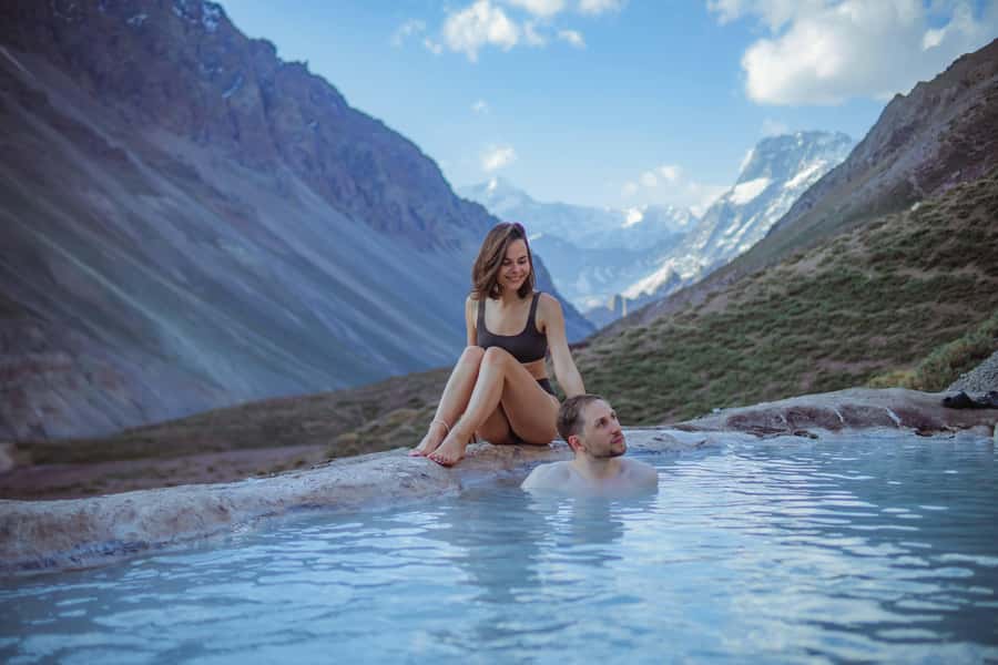 Santiago: Cajón del Maipo Hot Springs & Chilean Barbecue - Views, old routes, and Veil of the Bride Waterfall