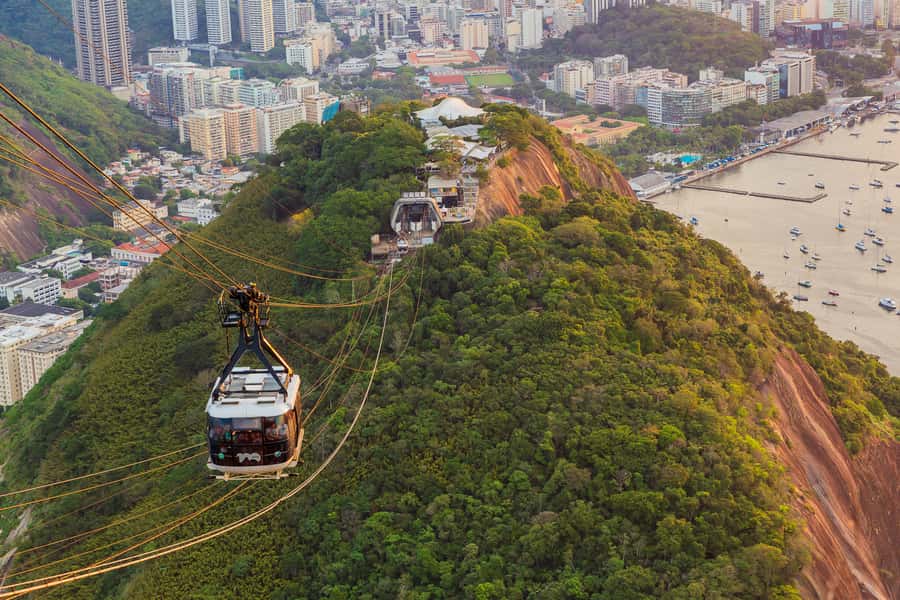 Sugarloaf Mountain Fast-Pass Ticket and Guided Tour - Riding the first cable car to Urca Hill